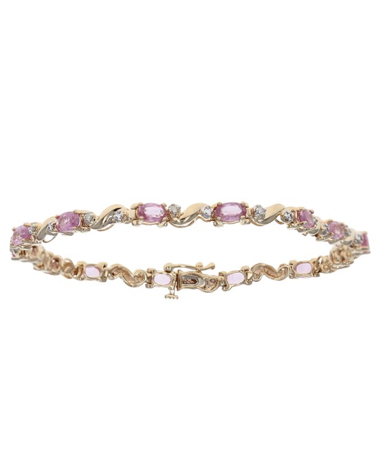 Pink Sapphire and Diamond Inline Bracelet